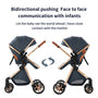 Luxury Baby Stroller 2 in 1 Foldable Stroller High landscape Newborn Baby Bassinet Puchair Lightweight baby cart with comfort